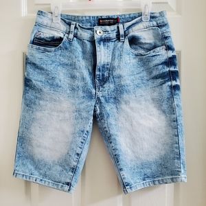 Southpole Mens Slim Mid Rise Acid Wash Shorts Sz 30